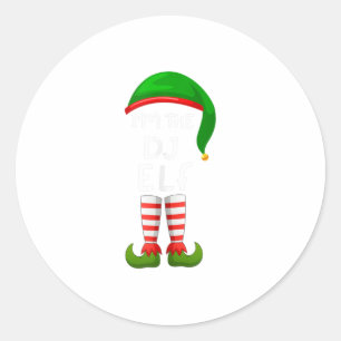 Pegatina Redonda Soy el DJ Elf Funny Elf Family Match