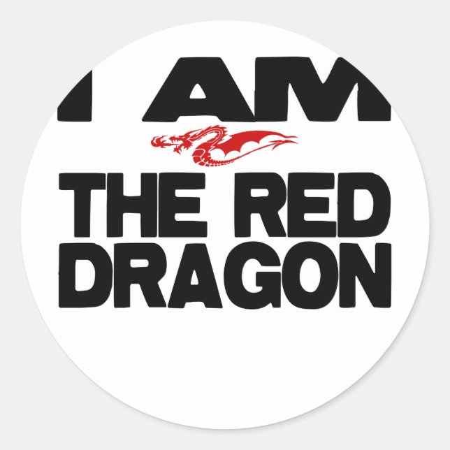 Pegatina Redonda Soy el dragón rojo (Anverso)