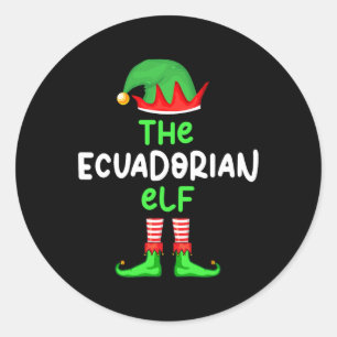 Pegatina Redonda Soy el ecuatoriano Elf Ecuador Navidades Diversión