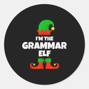 Pegatina Redonda Soy El Elfo de Gramática Familia Pijama Navidad En
