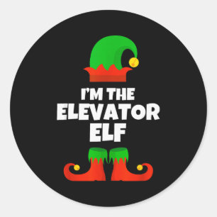 Pegatina Redonda Soy el elfo del ascensor Familia pijama Navidad Di