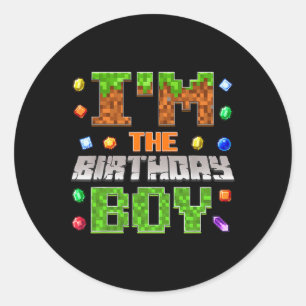 Pegatina Redonda Soy el Fiesta de video de cumpleaños Bday Gamer Pi
