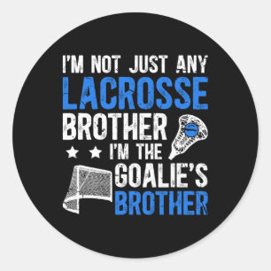 Pegatina Redonda Soy el hermano de Lacrosse Goalie de un gol de Lac