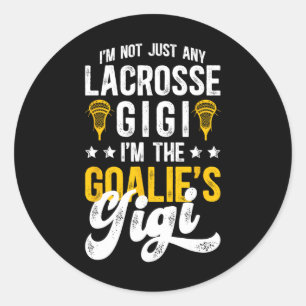 Pegatina Redonda Soy el Lacrosse Goalie Gigi de un Lacrosse Goalkee