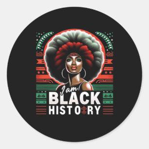 Pegatina Redonda Soy el mes de la historia negra afroamericano