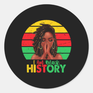 Pegatina Redonda Soy el mes de la historia negra afroamericano