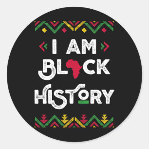 Pegatina Redonda Soy el Mes de la Historia Negra Afroamericano Orgu