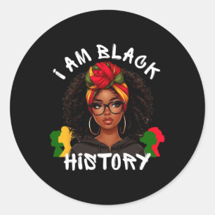 Pegatina Redonda Soy el Mes de la Historia Negra Chicas Afroamerica