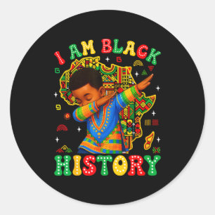 Pegatina Redonda Soy el Mes de la Historia Negra Chico Dabbing