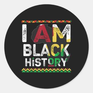 Pegatina Redonda Soy el mes de la historia negra Diseño Orgullo Afr