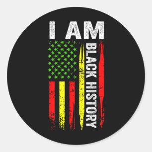 Pegatina Redonda Soy el Mes de la Historia Negra Hombres Bandera Af