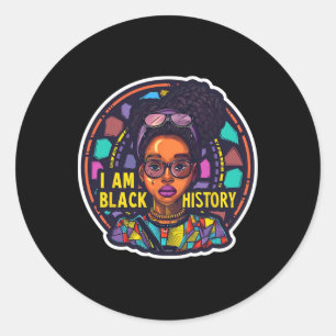 Pegatina Redonda Soy el Mes de la Historia Negra Orgullo Africano P