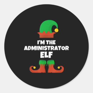 Pegatina Redonda Soy el Navidad de la familia Administrator Elf Paj