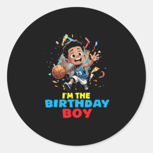 Pegatina Redonda Soy El Niño Cumpleañero Dibujo Divertido Fiesta Ni