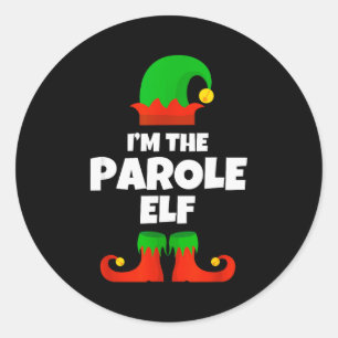 Pegatina Redonda Soy El Oficial De Navidad De Pijama Familiar Elfo