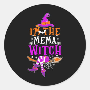 Pegatina Redonda Soy el partido de la familia Mema Witch Fun Hallow