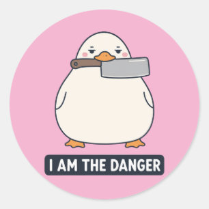 Pegatina Redonda SOY EL PELIGRO Pato Cleaver Cuchillo Meme