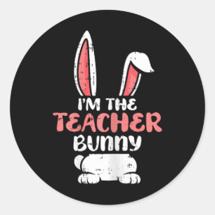 Pegatina Redonda Soy El Profesor Bunny Easter Egg Hung Spring Wom