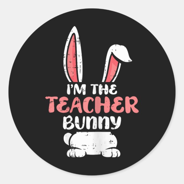Pegatina Redonda Soy El Profesor Bunny Easter Egg Hung Spring Wom (Anverso)