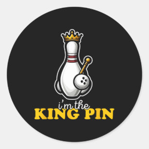 Pegatina Redonda Soy el rey Pin Cute Kawaii Bowling Pin Funny