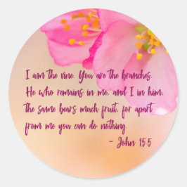 Pegatina Redonda Soy El Vino Cristiano Floral Inspirador