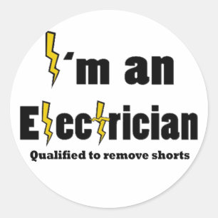 Pegatina Redonda Soy electricista calificado quitar la perforación
