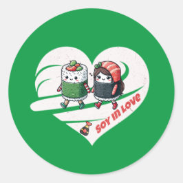 Pegatina Redonda Soy enamorado del lindo Kawaii Sushi