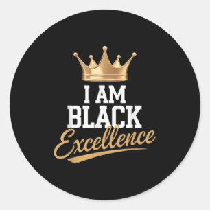 Pegatina Redonda Soy Excelencia Negra Historia Negra Afromotivación