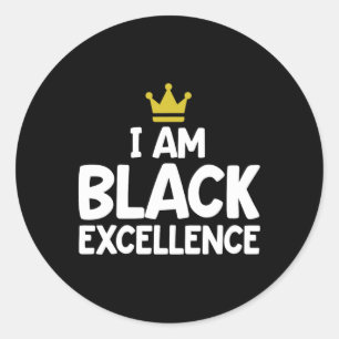 Pegatina Redonda Soy Excelencia Negra Lunes de la Historia Afroamer