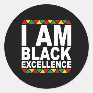 Pegatina Redonda Soy Excelencia Negra Mes de la Historia Negra Mela