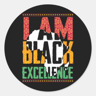 Pegatina Redonda Soy Excelencia Negra Orgullo Afro Diecinueve