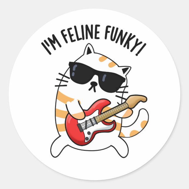 Pegatina Redonda Soy Feline Funky Funny Cat Pun (Anverso)
