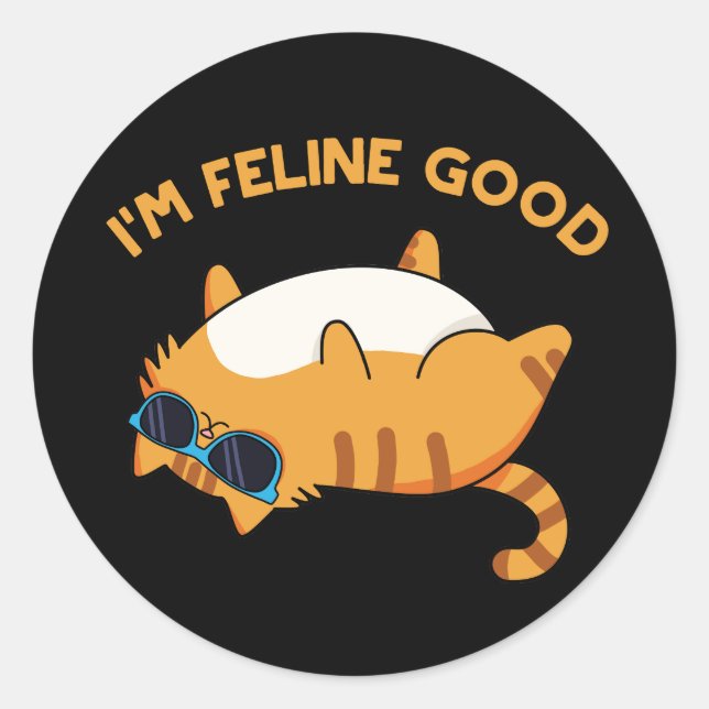 Pegatina Redonda Soy Feline Good Funny Fat Cat Pun (Anverso)