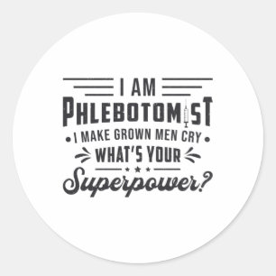 Pegatina Redonda Soy Flebotomista Superpower Phlebotomy Gift