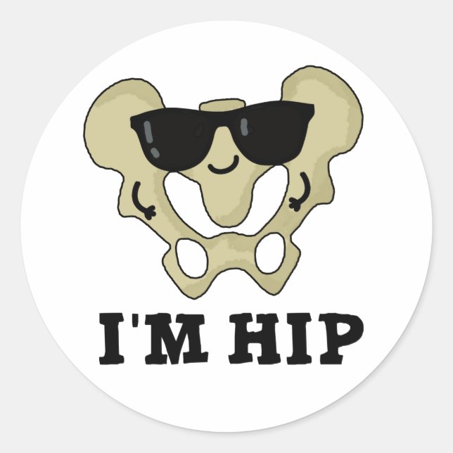 Pegatina Redonda Soy Hip Funny Hipbone Anatomy Pun (Anverso)