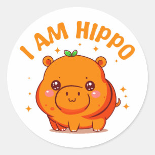 Pegatina Redonda Soy Hippo - Divertido Hippo