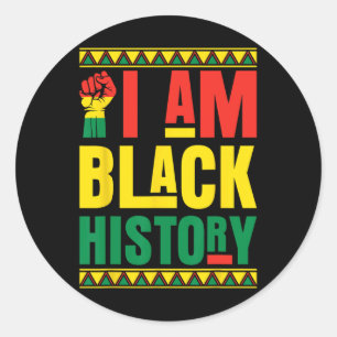 Pegatina Redonda Soy historia negra