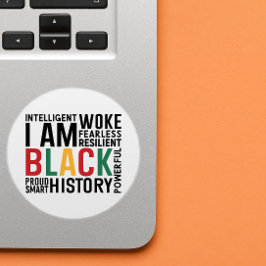 Pegatina Redonda Soy historia negra