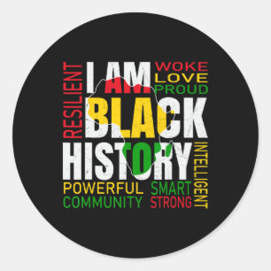 Pegatina Redonda Soy historia negra mes de historia negra soy mujer