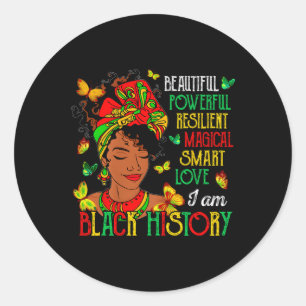 Pegatina Redonda Soy historia negra mujeres mes de historia negra C