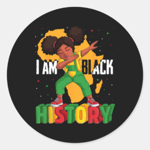 Pegatina Redonda Soy historia negra niños Chicas mujeres historia n
