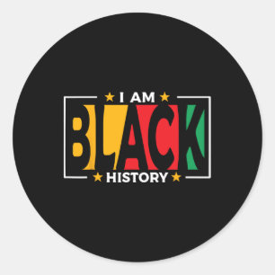 Pegatina Redonda Soy historia negra - Niños Mes de historia negra