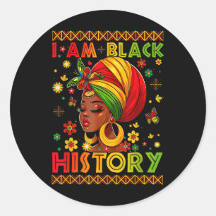 Pegatina Redonda Soy historia negra y decimoctava historia afroamer