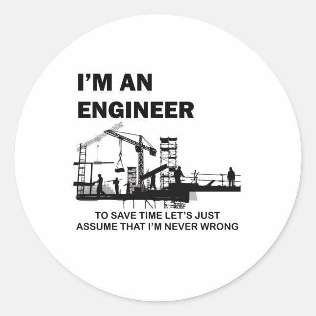 Pegatina Redonda Soy ingeniero (Anverso)