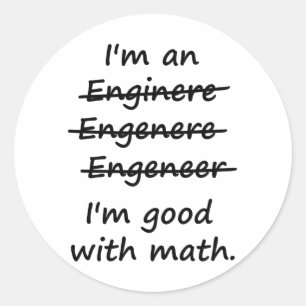 Pegatina Redonda Soy ingeniero y soy bueno en matemáticas