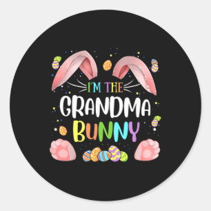 Pegatina Redonda Soy La Abuela Bunny Cute Familia Coincidiendo Pasc