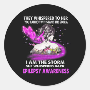 Pegatina Redonda Soy La Conciencia De La Epilepsia De La Tormenta