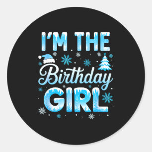 Pegatina Redonda Soy La Cumpleañera Copos De Nieve Invierno 1er Cum