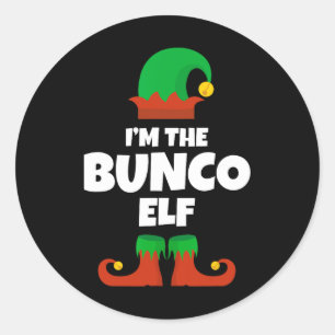 Pegatina Redonda Soy la familia Bunco Elf Navidades Pajama Funny Bu