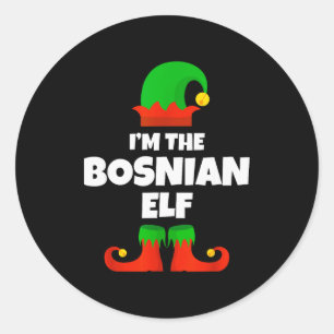 Pegatina Redonda Soy la familia de elfos bosnios pijama Navidad div